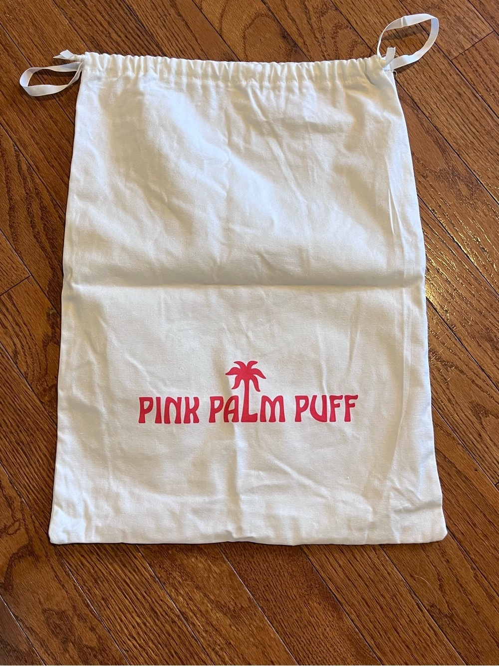 Pink Palm Puff Logo Drawstring Dust Bag Storage Pouch